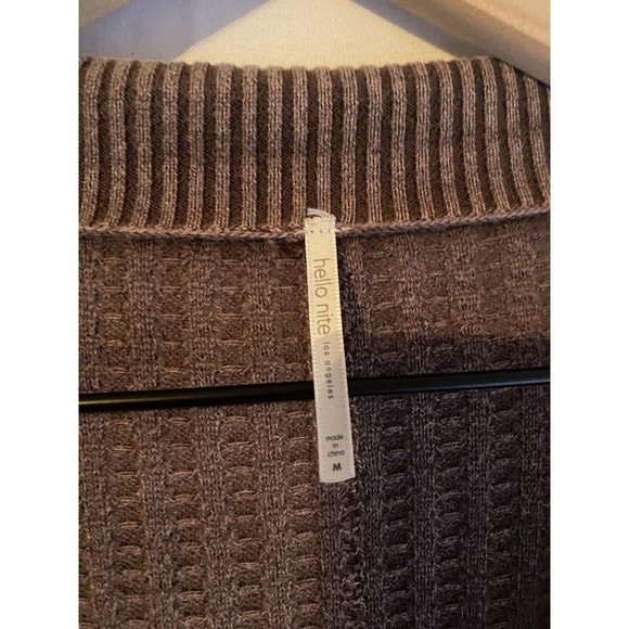 Hello Nite Waffle Knit Sweater Jacket Short Brown Size M - Picture 3 of 3